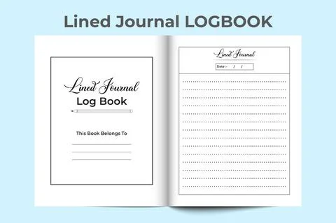 KDP interior lined journal notebook. Lined journal log book with a pencil. KD イラスト素材