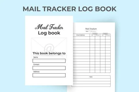 KDP interior mail tracker log book. Mail incoming and outgoing diary interior Stock Illustration
