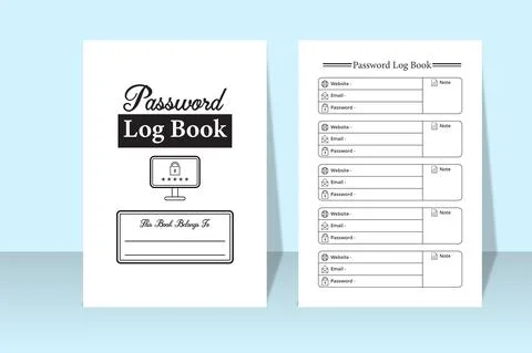 KDP interior password tracker notebook. Website information and password trac Stock Illustration