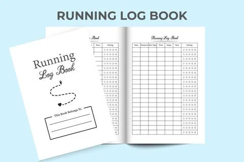 KDP interior Running notebook. Daily exercise tracker log book template. Runn Illustrazione stock