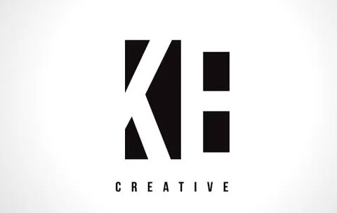 KE K E White Letter Logo Design with Black Square. Stock Illustration