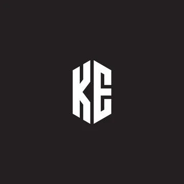 KE Logo monogram with hexagon shape style design template Stock Illustration