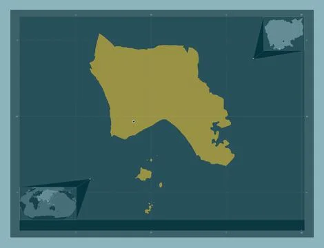 Keb, Cambodia. Solid color shape. Locations of major cities of the region Stockillustratie