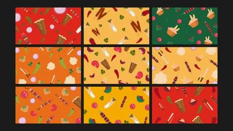 Kebab and grill background Set イラスト素材