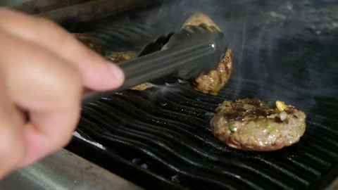Kebab cooking on grill 4K Stockbeeldmateriaal 74542665