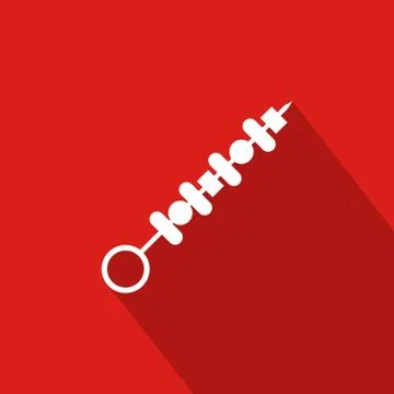 Kebab Flat Icon  With Red Background, Vector, Illustration Stock Illustration