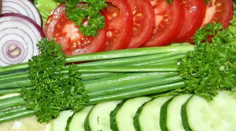 Kebab garnished with fresh vegetables Stock Footage 51789451