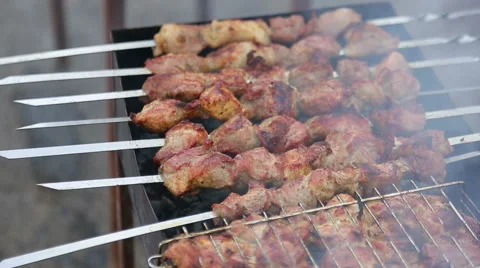 Kebab grills Stock Footage 40732926