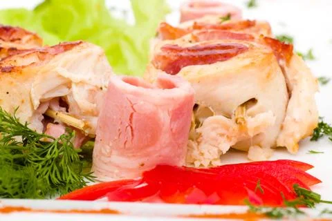 Kebab meat with herbs Stock Photos