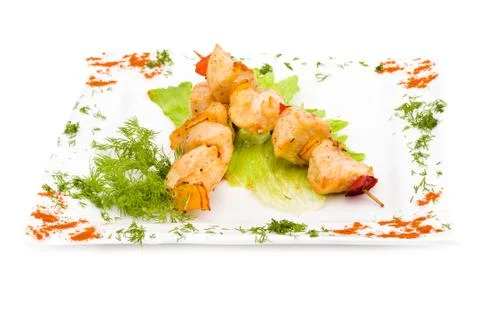 Kebab meat with herbs Stock Photos