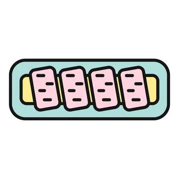 Kebab meat pieces on stick preparing for grilling Stock Illustration