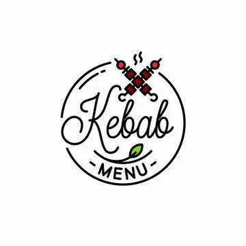 Kebab menu logo. Round linear logo of kebab Stock Illustration