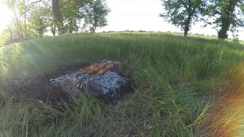 Kebab in the open air 스톡 동영상 94340824