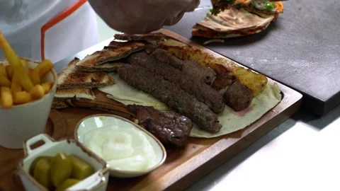 Kebab Platter Preparation Stock Footage 318310165