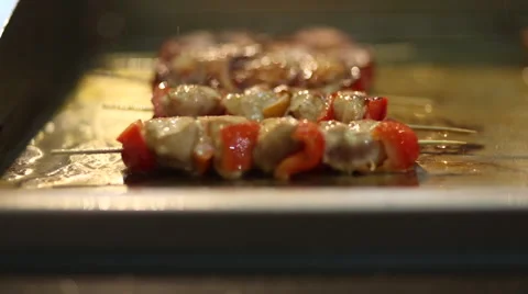 Kebab is prepared on the foil. Stock Footage 59869711