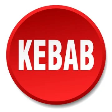Kebab red round flat isolated push button Stock Illustration
