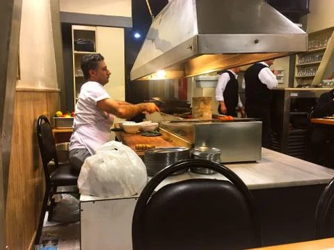 In a kebab restaurant. Stock Photos