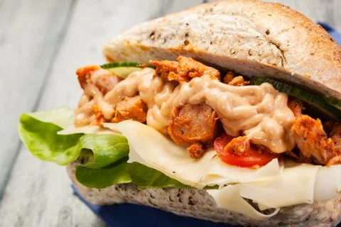 Kebab sandwich on a table Stock Photos