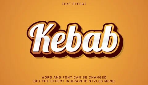 Kebab text effect template in 3d design Stock Illustration