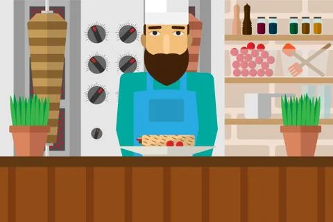 Kebab vector flat Stock Illustration