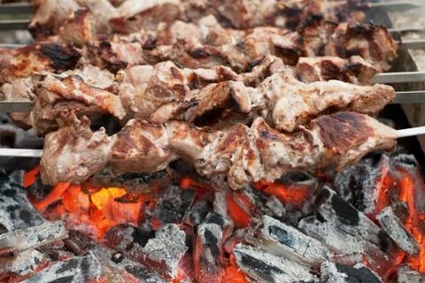 Kebabs on coals Foto stock
