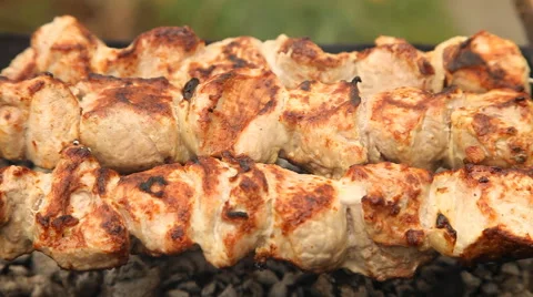 Kebabs on the grill Stock Footage 68596771