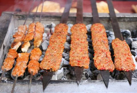 Kebabs on grill 库存照片
