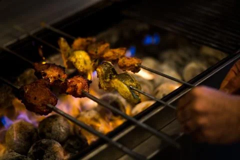 Kebabs Over the Fire Stock Photos