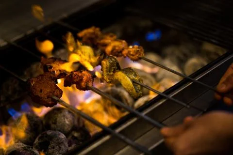 Kebabs Over the Fire Stock Photos