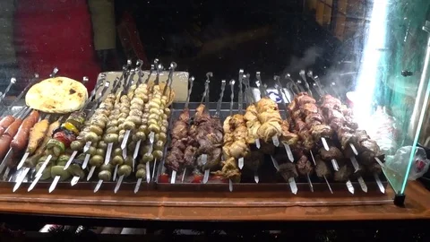 Kebabs on the street Stock Footage 84768259