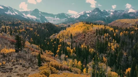 Kebler Pass Fall Colors and Mountain Views 4k Drone video Stock Footage 293522787