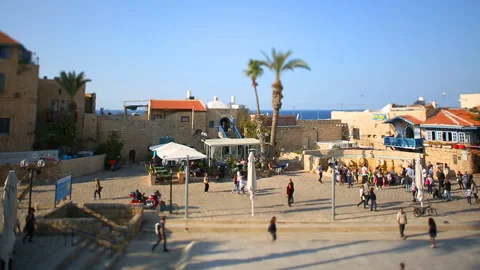 Kedumim square in Jaffa Stock Footage 96011807