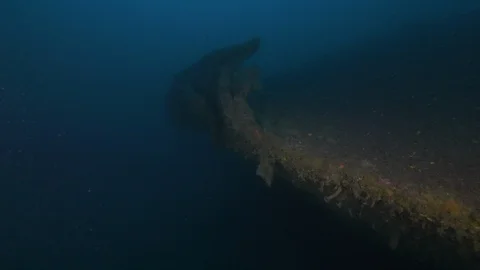 Keel at the bow, broken at the point of impact Nasim shipwreck, Giannutri, Italy Stock Footage 108167731