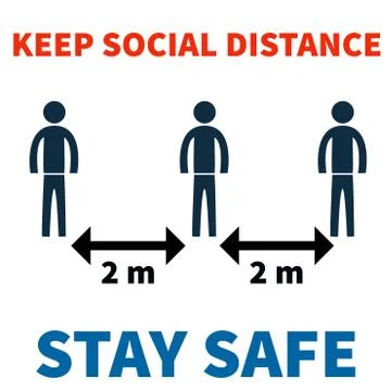 Keep 2 meter social distance for safety during Coronavirus or COVID 19 Pande Stock Illustration
