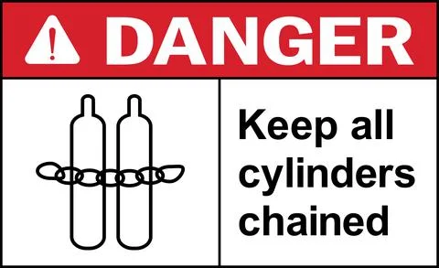 Keep all cylinders chained danger sign. Stock Illustration