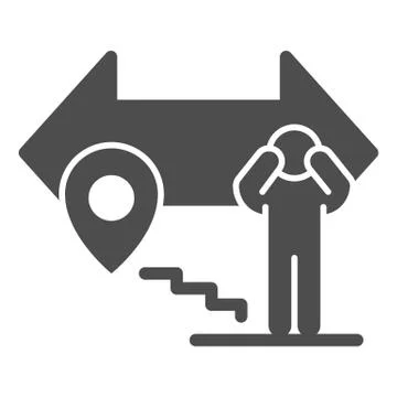Keep away from virus outbreak solid icon. Social distancing with map pin symbol Stock Illustration