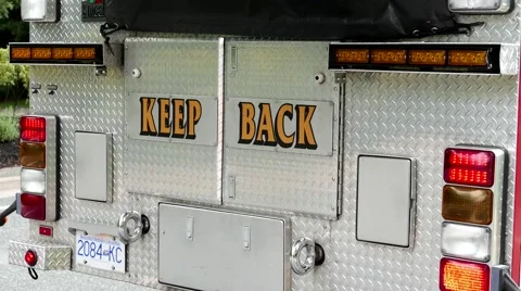Keep back sign on Coquitlam fire Truck Stock Footage 64256714