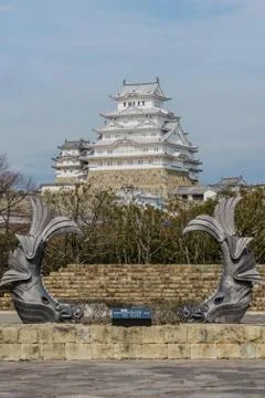The keep of beautiful white famous at Himaji city, Japan Stock Photos