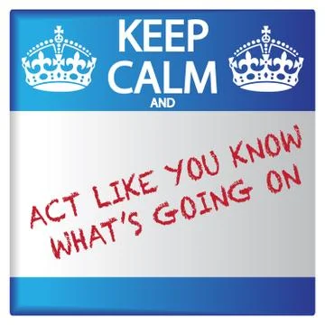 Keep Calm And Act Like You Know What's Going On Sticker Stock Illustration