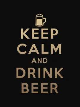 Keep calm and drink beer quote illustration.Isolated on black background.Vect Stock Illustration