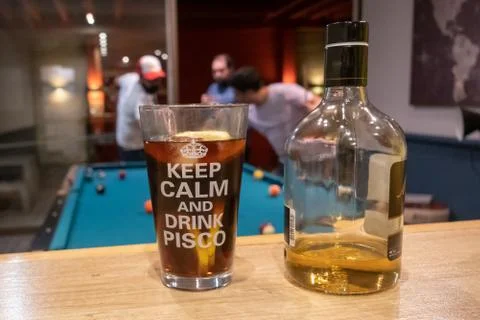 Keep calm and drink pisco glass Stock Photos