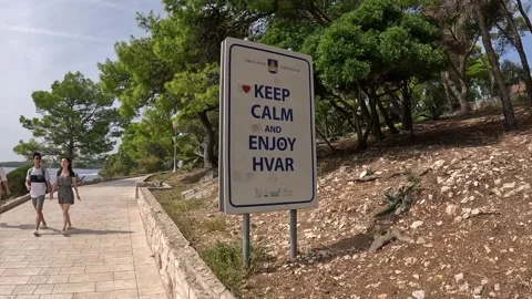 Keep calm and enjoy Hvar in Croacia Stock Footage 254597679