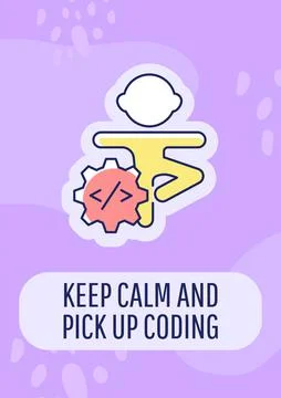 Keep calm and pick up coding greeting card with color icon element Stock Illustration