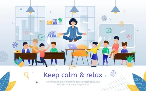 Keep Calm and Relax on Work Flat Vector Banner Stock Illustration