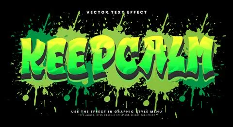 Keep Calm graffiti Style 3d editable text effect Illustrazione stock