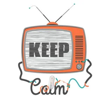 Keep calm - old tv with glitch screen, vector illustration Stock Illustration