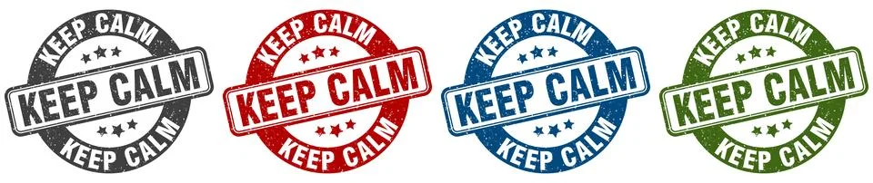 Keep calm stamp. keep calm round stamp set isolated on white background Stock Illustration