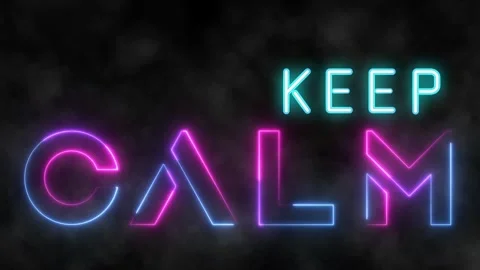 KEEP CALM. Text notification with smoke and neon Stock Footage 279087579