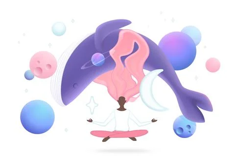 Keep Calm Whale Cloud Meditation Vector Stock Illustration