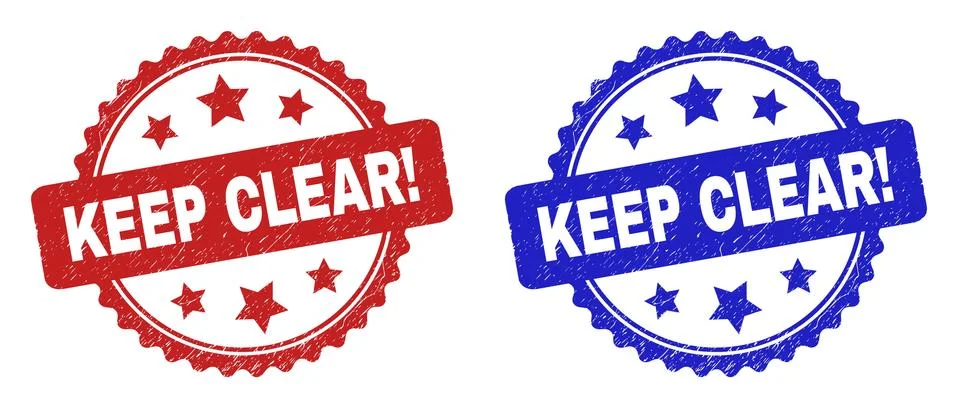 KEEP CLEAR! Rosette Seals with Rubber Texture Stock Illustration